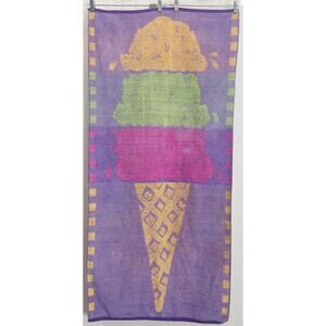 Terrycloth Beach Bath Towel Ice Cream Cone Retro Colorful Vintage Purple Orange